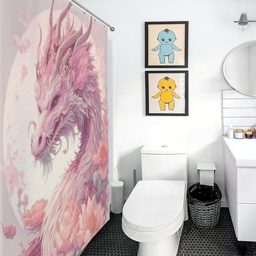 Rideau de douche dragon imperméable en tissu polyester lavable 140x183cm - 3