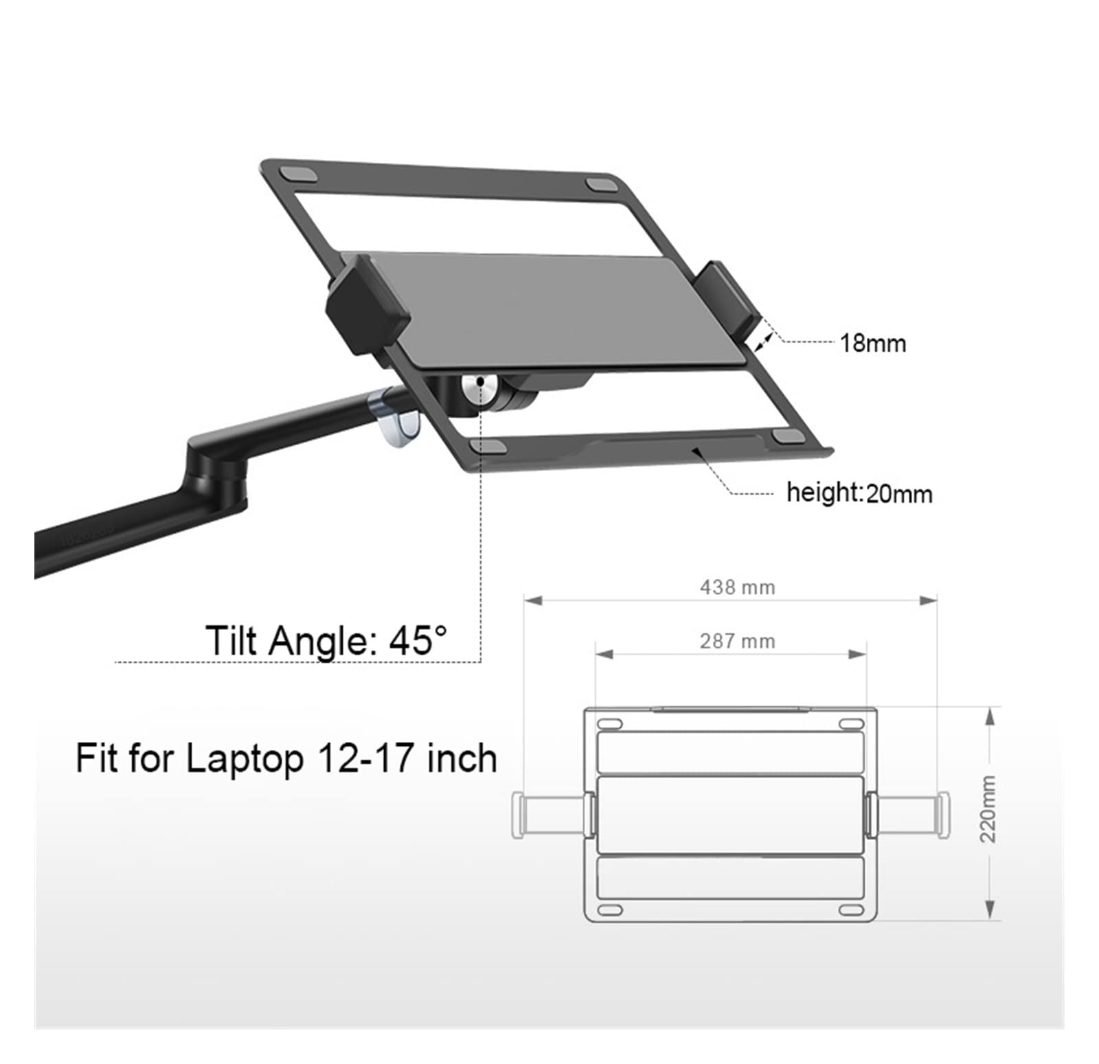 Soporte de Monitor Dual Escritorio 17-32 Pulgadas con Ajuste Altura Aluminio + Soporte for computadora portátil 12-17 Brazo Montaje Triple Movimiento Completo(Silver)