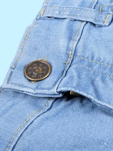 Image of KiddoPanti Boys Knee-Length Denim Shorts | Stretchable Cotton Poly Denim | Comfortable Fit with Button Elasticated Waistband & Zip Fly