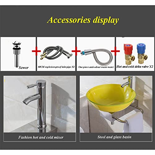 Minilavabo montado en la pared, artístico de vidrio templado, juego de lavabo para baño pequeño, estación de lavado de manos