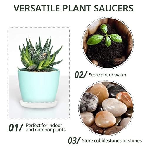 Ecoespti Plant Saucer, 7 Pack 8 10 12 14 15 Inch Durable Plastic Plant Trays For Pots, White & Black Round Plant Pot Saucers, Drip Tray For Indoor And Outdoor Garden (10", For 7 8 Inch Pot) #TOP2