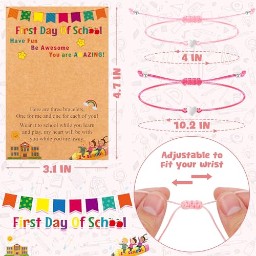 Image of EOBOH First Day of School Bracelet Mommy and Me, Prek Matching Wish Bracelets Set, Adjustable Bracelet for Boys Girls Gifts Stuff Bulk
