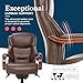 La-Z-Boy Delano Big & Tall Executive Office Chair, Ergonomic Mid-Back Body Pillow Lumbar Support, ComfortCore Memory Foam Cushion, Mahogany Wood Arms & Swivel Base, Bonded Leather, Chestnut Brown