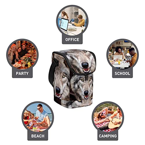 Bolsa de almuerzo de lobo con aislamiento térmico y tejido lavable 4
