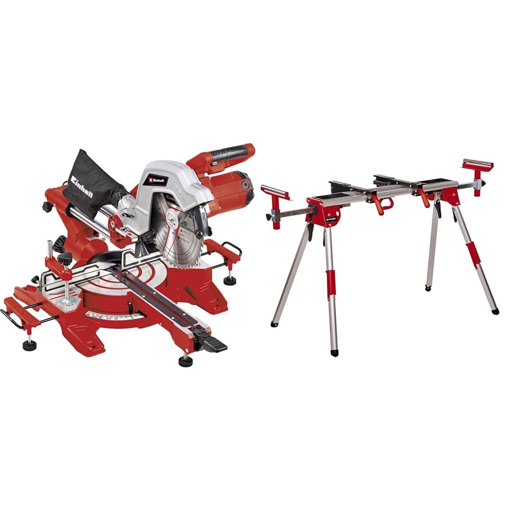 Einhell 4300385 TC-SM 254 Zug-Kapp-Gehrungssäge, Rot, Schwarz + Untergestell (für Einhell Classic und Expert Kapp- und Zug-Kapp-Gehrungssägen sowie viele weitere Modelle am Markt) MSS 1610