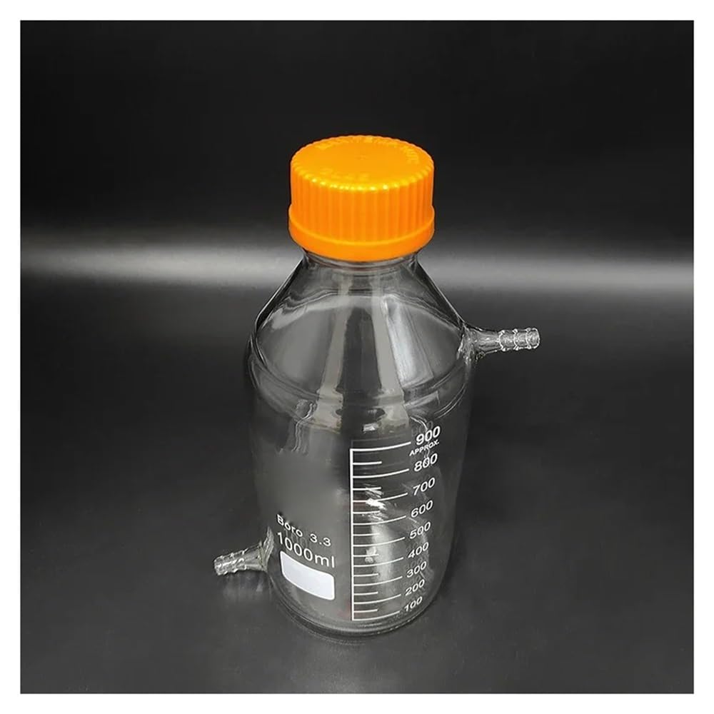 Cristalería de Laboratorio Tapa de rosca amarilla GL45 mm, tubo superior e inferior, 500 ml-1000 ml, vidrio de borosilicato, tapa de plástico(1000mL)