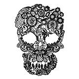 VILLCASE Skull Patch Lace Trim, Backpacking Skeleton Costume Stick on Patches DIY Embroidered Patch Clothes Skull Applique for Tablecloth, Curtains, Party Overlay, DIY Home Decor