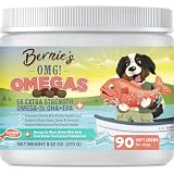 Bernie's OMG! Omegas Chews for Dogs - 5X Extra Strength DHA+EPA, Fish Oil, Healthy Skin & Coat, Allergy Relief, Joint Supplement (Salmon Flavor)
