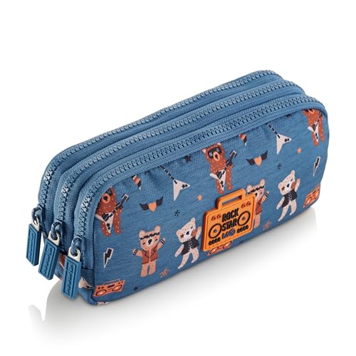 Miquelrius - Trousse Scolaire Triple, Rock Star, Bleu, Triple Compartiment, Fermeture Éclair, Organisez Votre Matériel Scolaire, Fabriquée avec des...