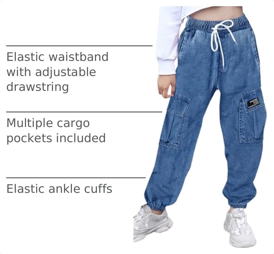 Image of SANGTREE Girls & Womens Drawstring Cargo Jogger Pants,3 Years - Women 3XL