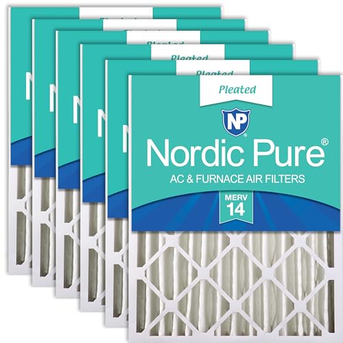 Image of Nordic Pure 20x20x4 Pleated MERV 14 Air Filters 6 Pack | Actual Size: 19 1 /2 x 19 1 /2 x 3 5 /8 Made in USA, Pro Strength HVAC Filtration, Fine Particles, Dust, Pollen & Pet Dander