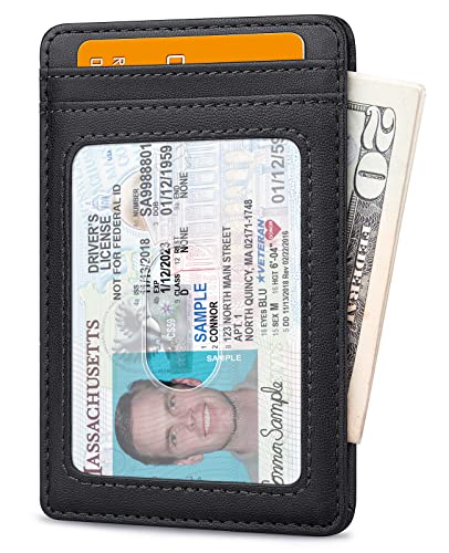 Buffway Mens Slim Wallet, Minimalist Thin Front Pocket Leather Credit Card Holder with RFID Blocking for Work Travel2