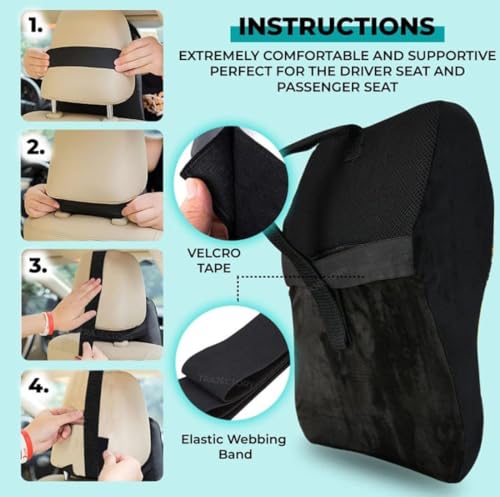 Image of zaxty Ergonomic Memory Foam Car Neck Pillow - Comfort & Support for Neck /Back Pain, Breathable Cover, Durable Headrest, Ideal for Car & Office. (1)