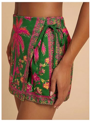 Image of SweatyRocks Women's Boho Mini Skirts Floral Shorts Tie Side Wrap Skorts