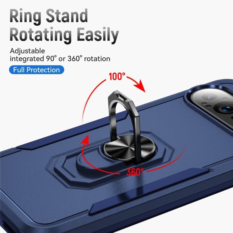 Generic Funda compatible con Google Pixel 9 (color: morado) con soporte de anillo de silicona dura de doble capa