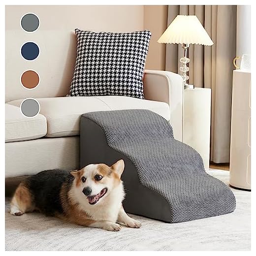 16’’ High Dog Stairs for Small Dogs, 3 Step Pet Stairs & Steps for Dogs to Get on Bed, Dog Steps for Bed and Couch
