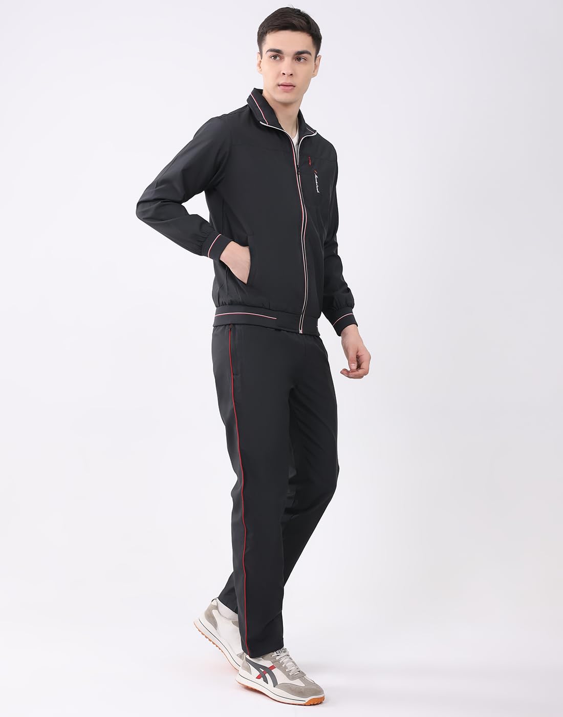 Monte Carlo Men’s Regular Fit Round Neck Full Sleeve Printed Winter Tracksuit | Stylish Printed Pattern | Cozy Warm Fabric | Stylish Winter Sportswear for Men Black L (Pack Of 1) 1