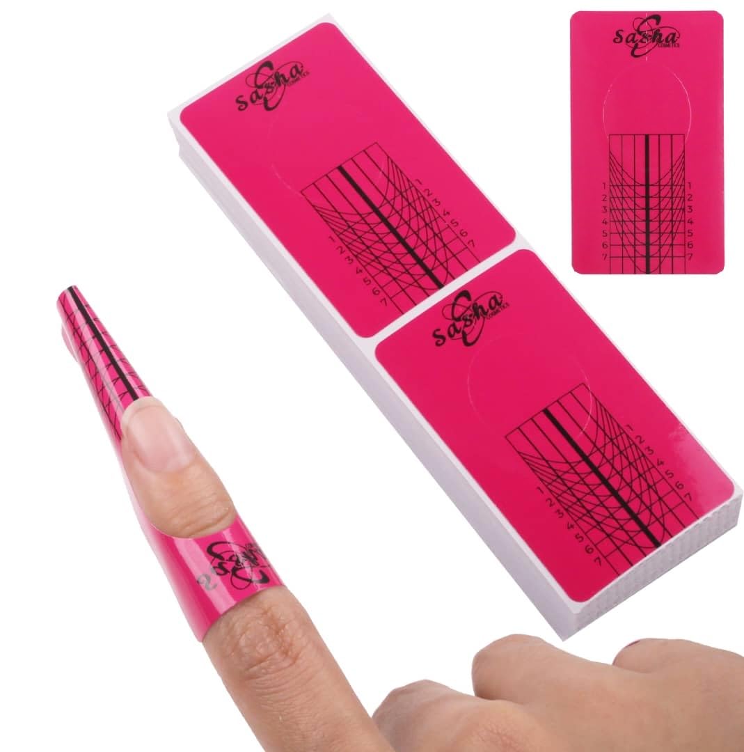 100 Pcs Nail Forms Self Adhesive Pink Nail Form Stickers Used For Acrylic UV Polygel Builder Gel Nail Extension Forms Nail Tip Sculpting Guides - Professional Salon & Home Use
