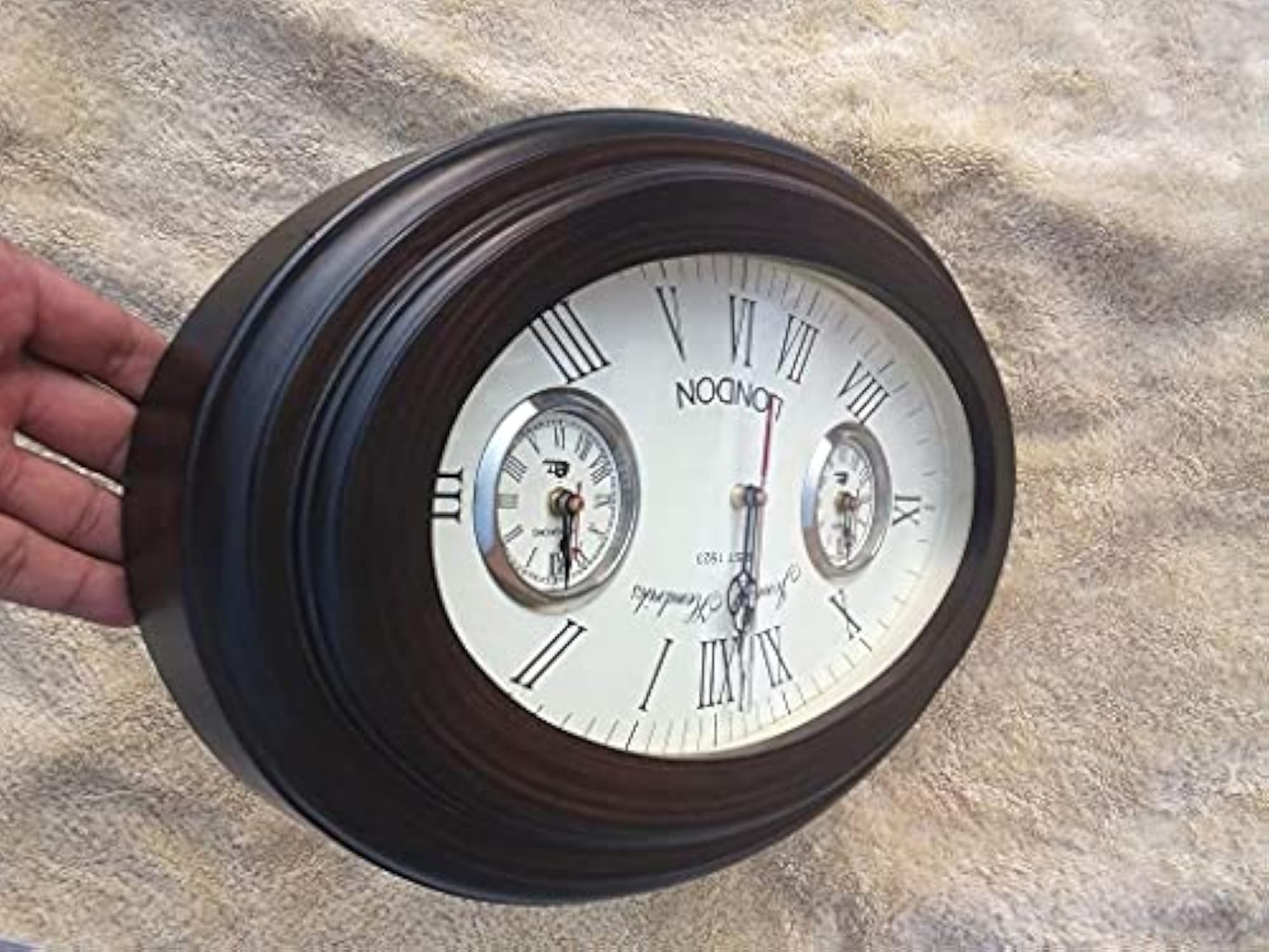 Handmade Wooden Wall Clock, 18 Inch Oval Shape