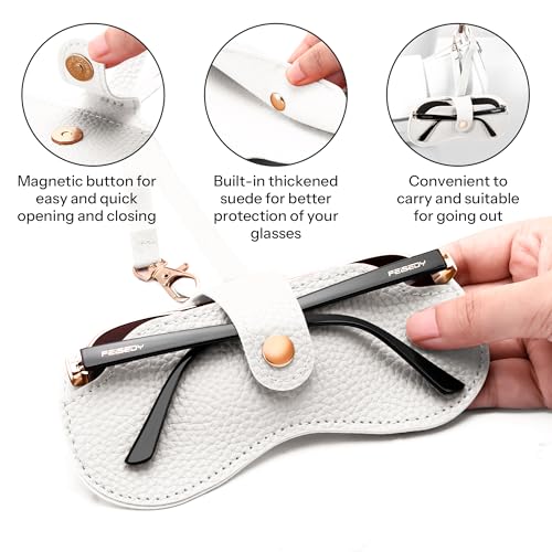 Image of FEISEDY Sunglass Case, 2Pcs Soft Leather Eyeglass Cases for Women