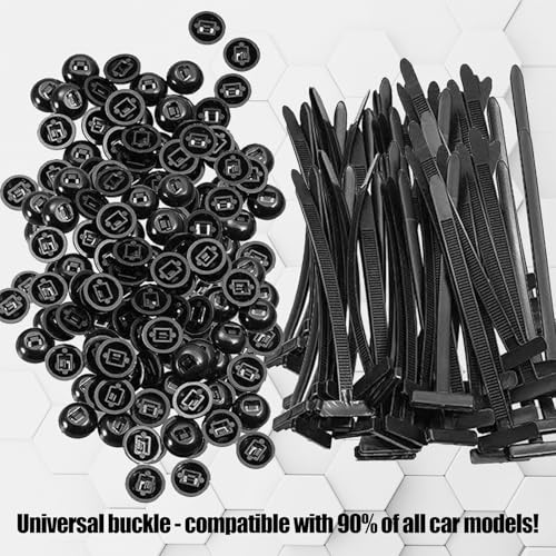 100 Stück Nylon Universal Cable Tie Buckle, Heavy Duty Self-Locking Nylon Zip Ties Holder, Push Mount Kabelbinder für Engine Guards, for Car Repair, Home & Office