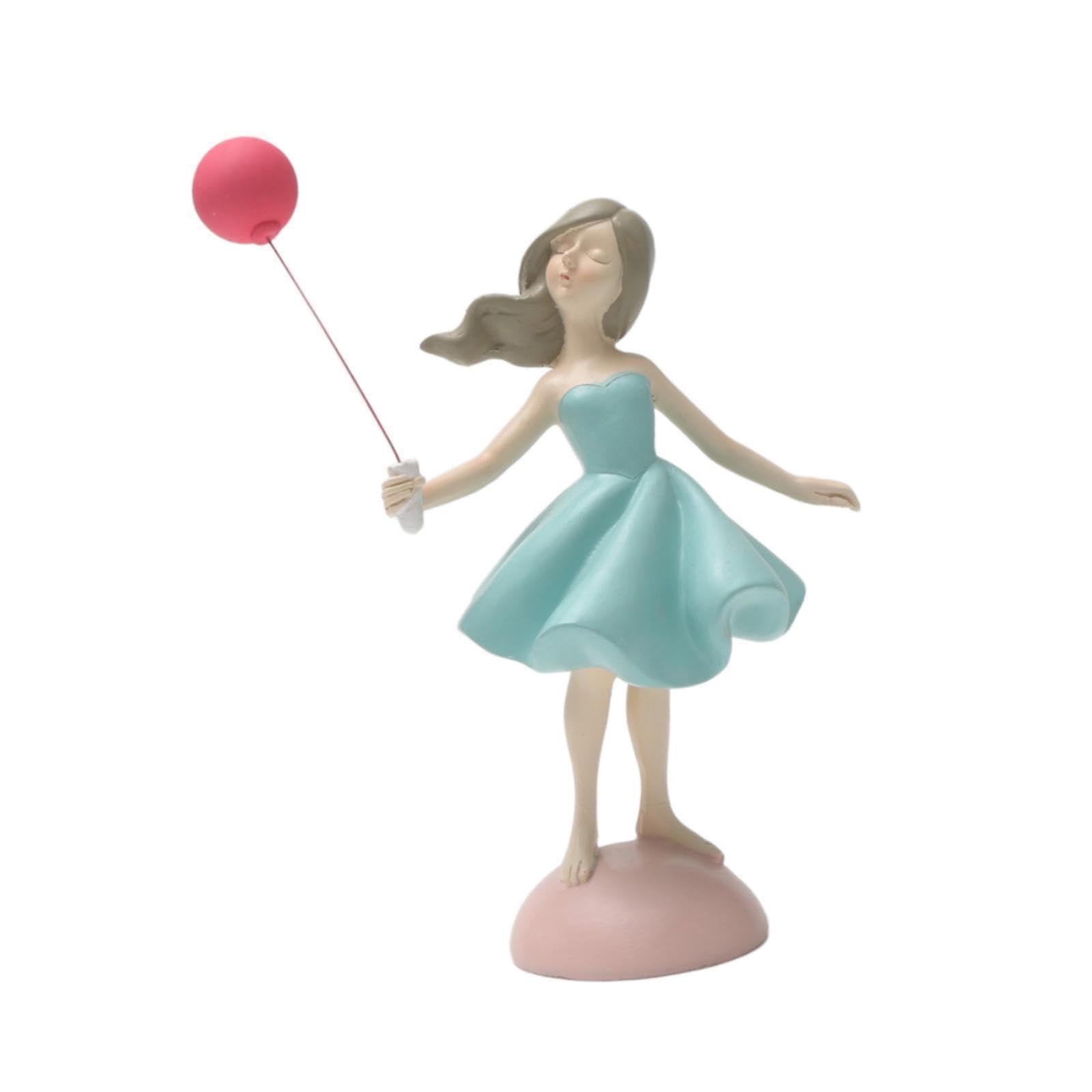 PIXZCSA Unique Girl Holding Balloon Statue Resin Sculpture Figurine Ornament Decorative Art Craft Gift Girl Statue