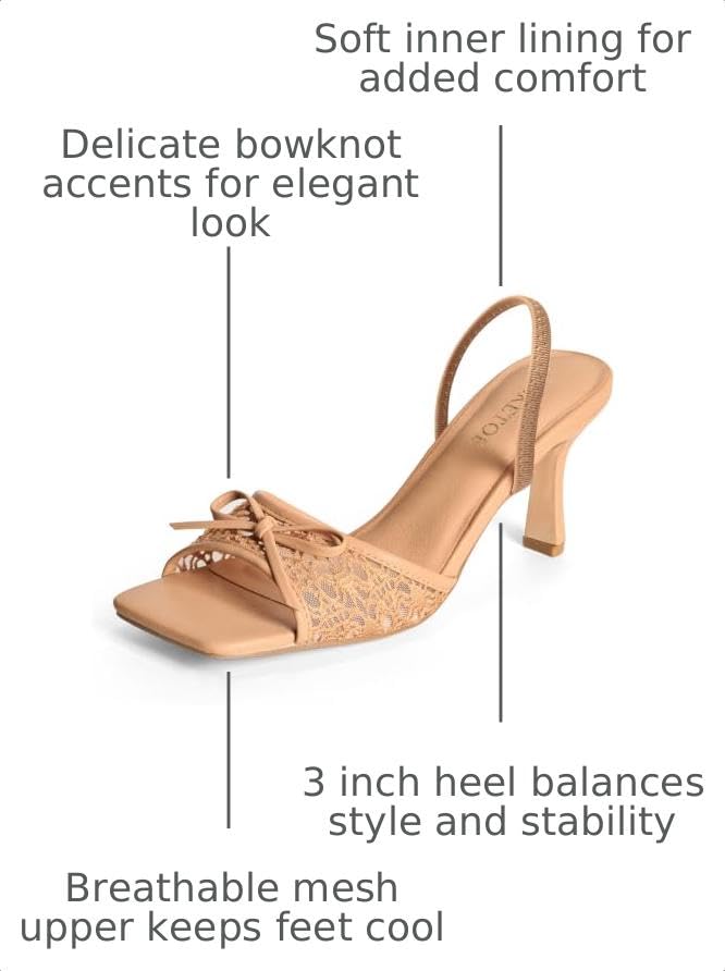 Image of Bow Kitten Heels for Women Square Toe Mesh Sandals Knots Heels for Wedding Party