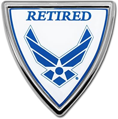 Elektroplate Retired Air Force Shield Chrome Auto Emblem