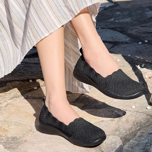 poemlady Women's Walking Shoes - Mesh Slip on Sneaker Knit Round Toe Casual Memory Foam Low Wedge Nurse Shoes for Work3