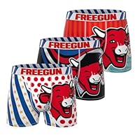 FREEGUN Boxer Homme La Vache Qui Rit, Caleçon Homme Stretch, Confortable et Ultra-Doux (Lot de 3) XL