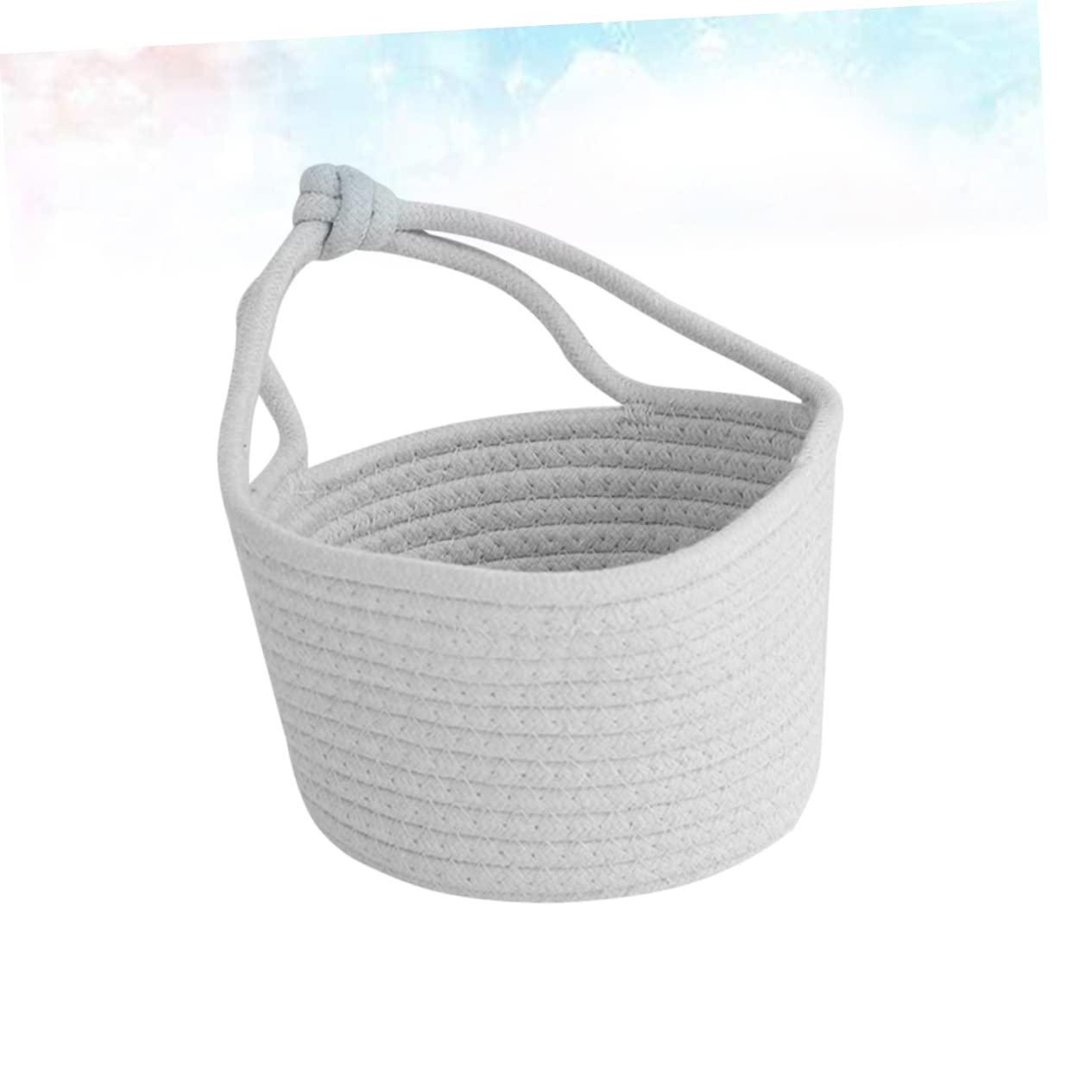 PRETYZOOM Cotton Rope Sundries Organizer Round Hanging Basket Storage Basket for Toys Books Grey