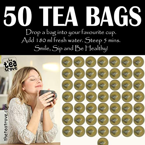 Image of The Tea Trove Herbal Mullein Lung Detox - 50 Pyramid Tea Bags in Resealable Pouch - Caffeine Free Leaf | 37.50 Gram