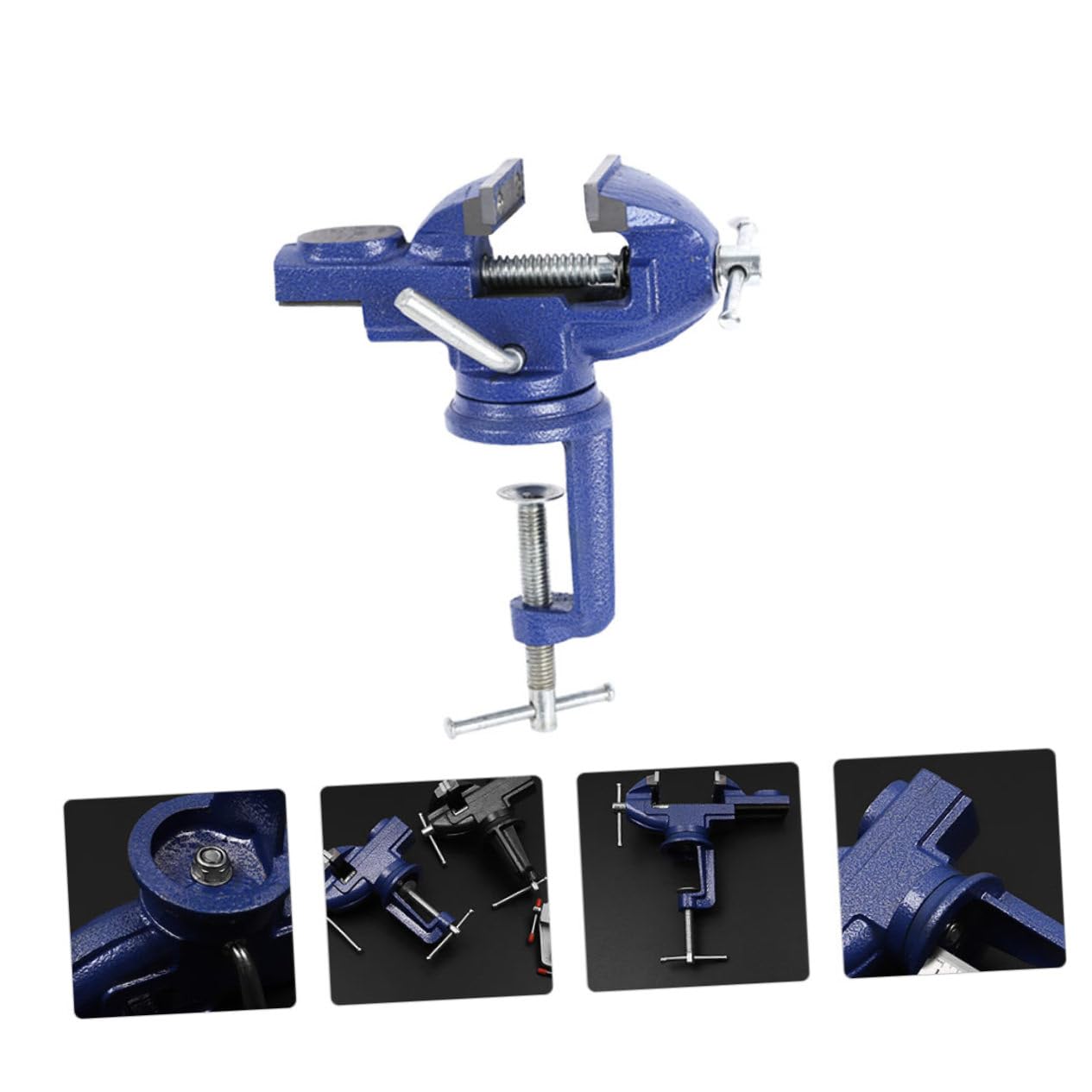 Étau de Table Pivotant Multifonction Bleu en Fer et Acier pour Atelier