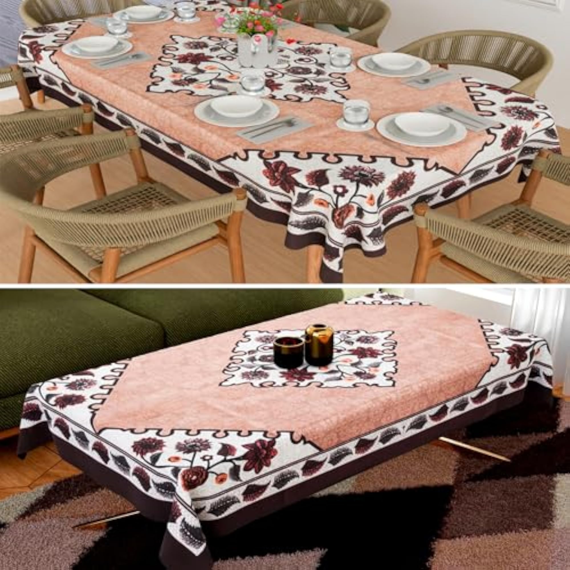 Center & Dining Table Cover Set, Flower Digital Print