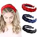 AWAYTR Velvet Braided Flock Padded Headband Spanish Vintage Style Alice Hair Band Matador Headband (Black + red + Navy)