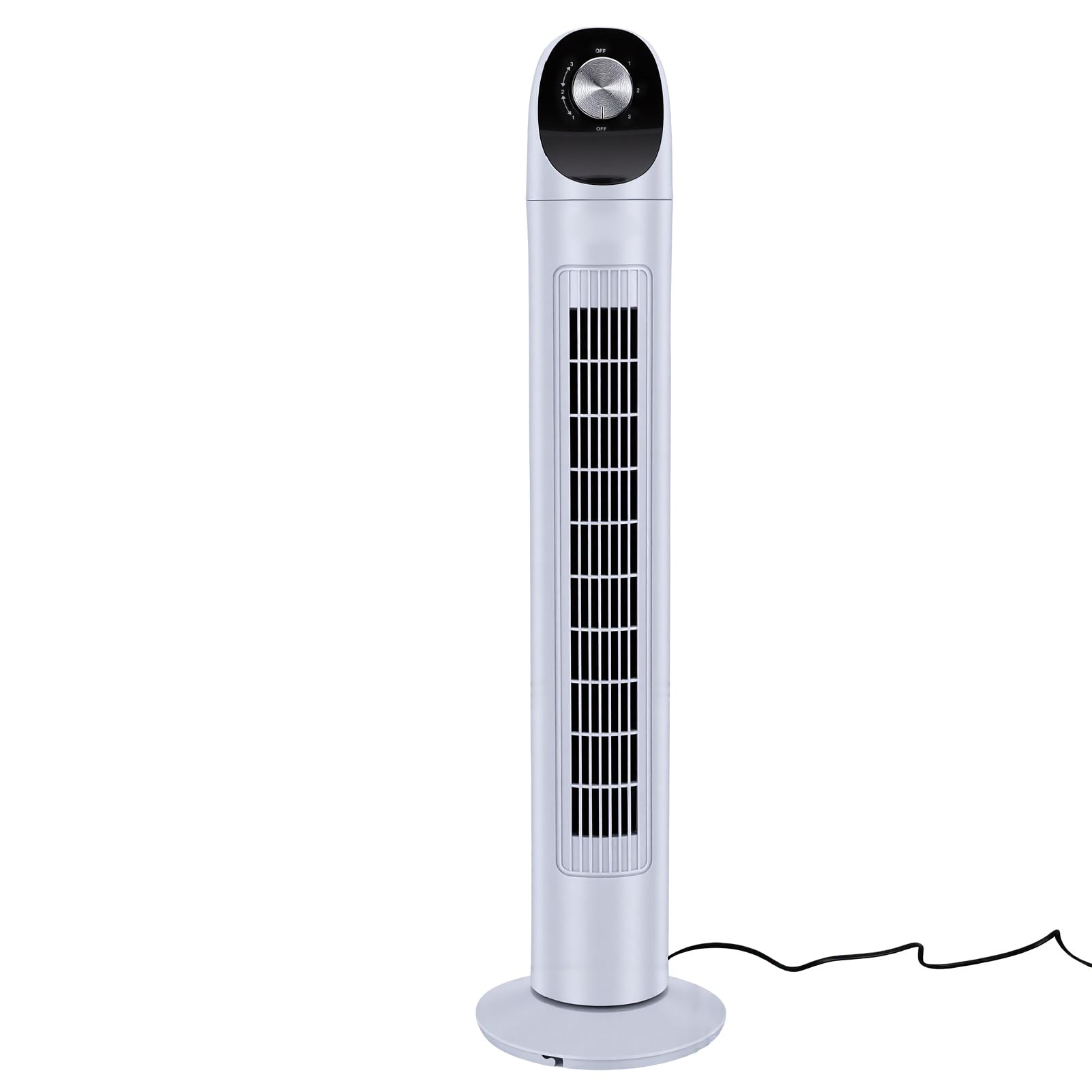 Qcwwy Wentylator Stołowy 45 W Wentylator Wieżowy z możliwością Podłączenia, Biały, 3 Poziomy Regulacji Prędkości, Funkcja Timera 7,5 godz., Cicha Praca, Bezpieczny Bezłopatkowy, do urządzeń Domowych