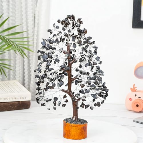 Image of Crocon Black Tourmaline Crystal Tree of Life Birthday Gifts for Men, Dad, | Friend Healing Crystals Spiritual Shelf Crystal Decor Feng Shui Table Decor Gift for Men Housewarming Unique Home Decor