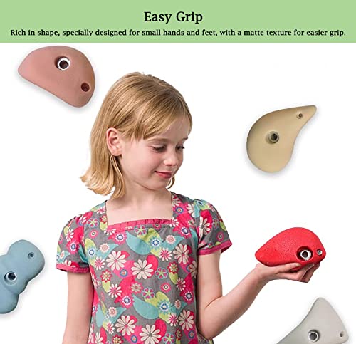 Bambini adolescenti adulti resina arrampicata tiene ideale per bambini arrampicata parete arrampicata con viti, 10 pezzi premium vite kit arrampicata principianti