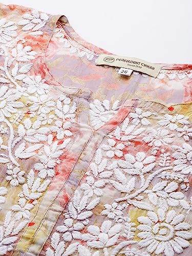 Image of Paramount chikan Women Hand Embroidered Cotton Lucknowi Chikankari Kurta-PC3639