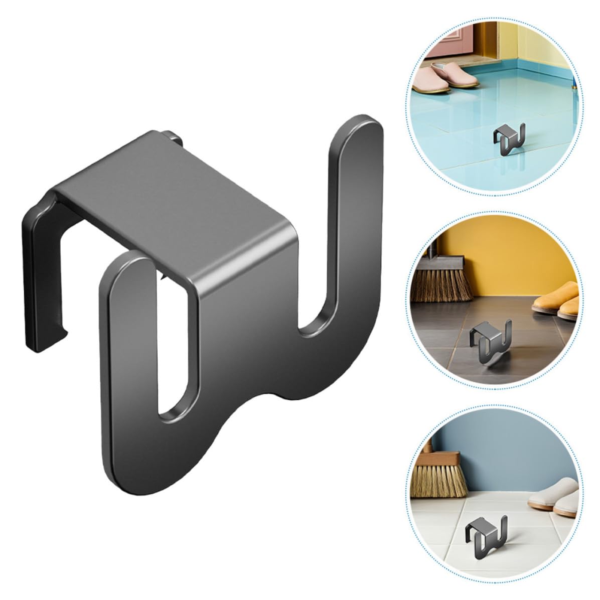 Homoyoyo Perchero para Zapatillas sin Perforaciones, Zapatero de Pared, Aleación de Aluminio, Gris Pistola, Ahorro de Espacio, para Baño y Puerta