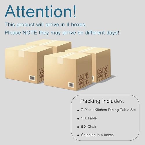 Miniatura 6 de Juego de mesa de comedor de 63 pulgadas para 6, juego de mesa de comedor de cristal moderno para 6, mesa de vidrio templado con 6 sillas ergonómicas