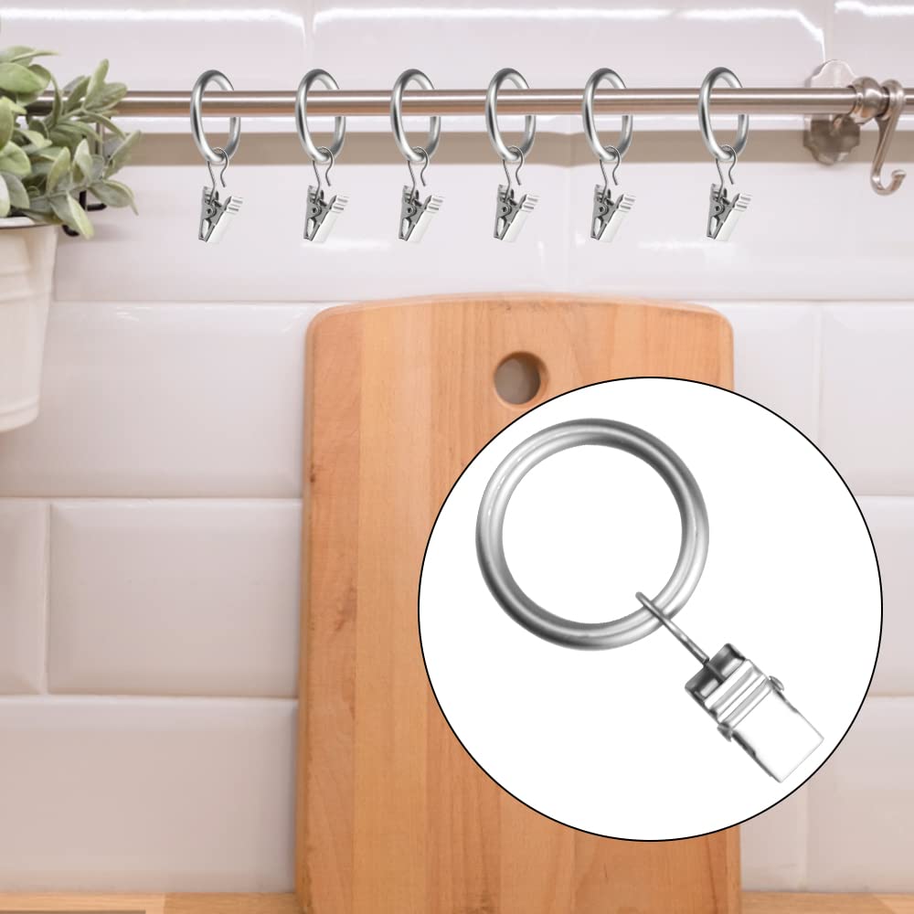 Lot De 40 Anneaux De Rideau Avec Clip Métal - Diamètre 3,8 Cm, Pour Cuisine, Salle De Bain, Salon - 6