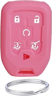 Silicone Smart Key Fob Cover Case Jacket Keyless Entry for 2014 2015 2016 2017 2018 2019 2020 Chevrolet Suburban Tahoe GMC Yukon XL HYQ1AA 6 Buttons Pink