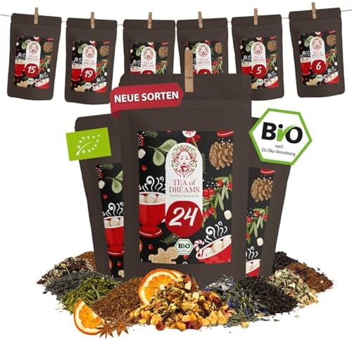 Tee Adventskalender 2026 Bio - Geschenk für Frauen und Männer - Mit Liebe gefertigt von Menschen mit Behinderung - 24 x 10g Weihnachtskalender