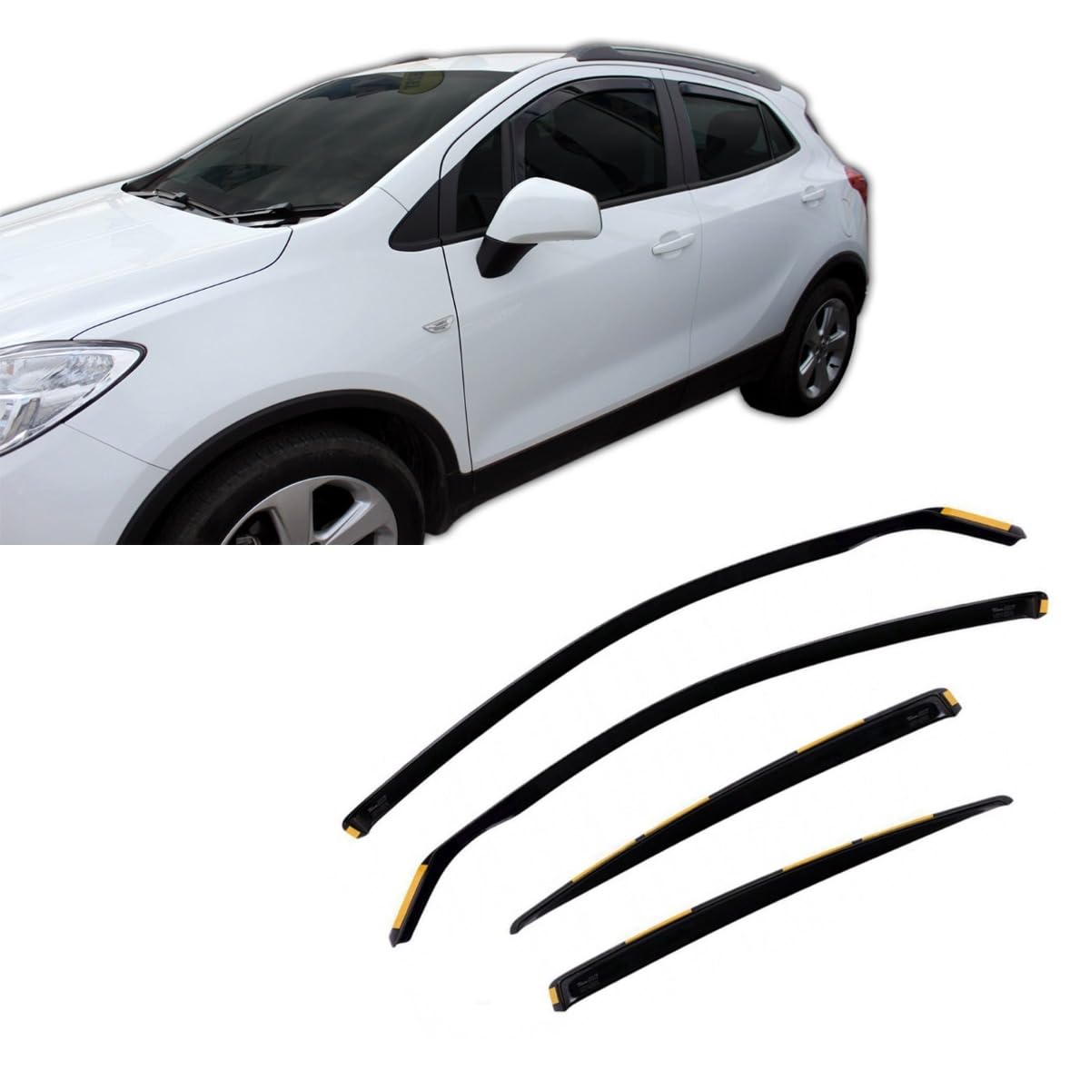 J&J AUTOMOTIVE Deflettori d'Aria per Opel Mokka 2012-2020, Set da 4 Pezzi, Nero Fumé Oscurato Heko