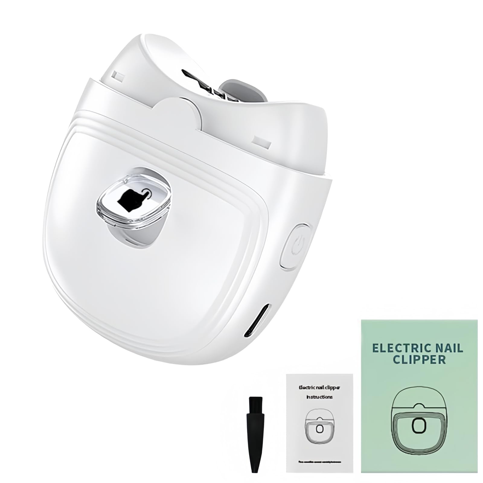 Cortaúñas Eléctrico Automático, Eléctrica Automática Tijeras de Uñas con Luz, USB Recargable Cortador de Uñas, Eléctrica Recortadora de Uñas para Bebé Niños Ancianos Adultos (Blanco)