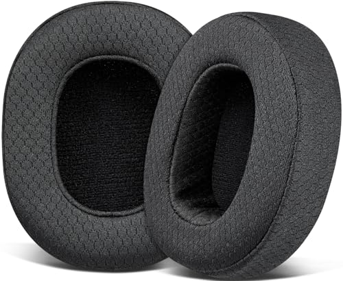 Image of SOULWIT Mesh Fabric Replacement Earpads for Skullcandy Hesh 3 /ANC /Evo & Crusher Wireless /540 /ANC /Evo & Venue ANC Over-Ear Headphones, Ear Pads Cushions with Noise Isolation Foam - Black