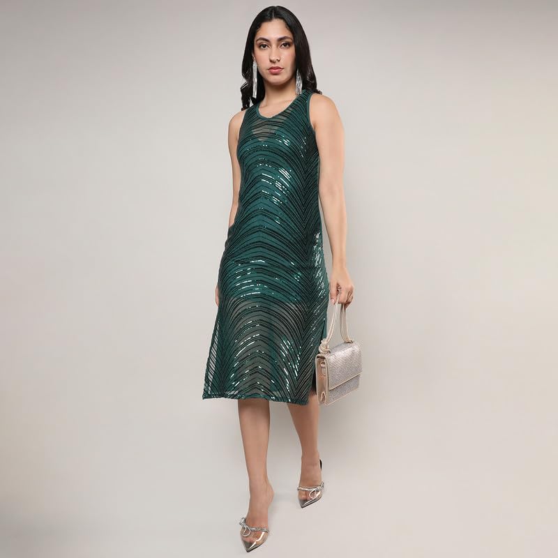 Image of PINACOLADA Women's Dress for Casual Wear | Round Neck | Sleeveless | Regular Fit | Zipper Closure | Dress Crafted with Comfort Fit for Everyday Wear