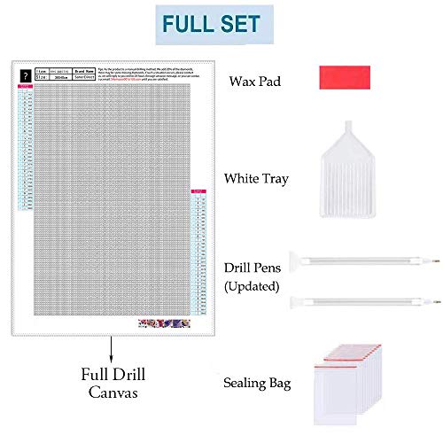 SanerDirect 5D DIY Mystery Diamond Painting Kit, Square Full Drill Diamond Craft for Home Wall Decor (12x16 inch)