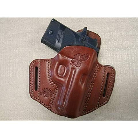 Fits Sig Sauer P938 Pancake 2 Slot Slide Holster Formed Brown Leather Right Hand Cover